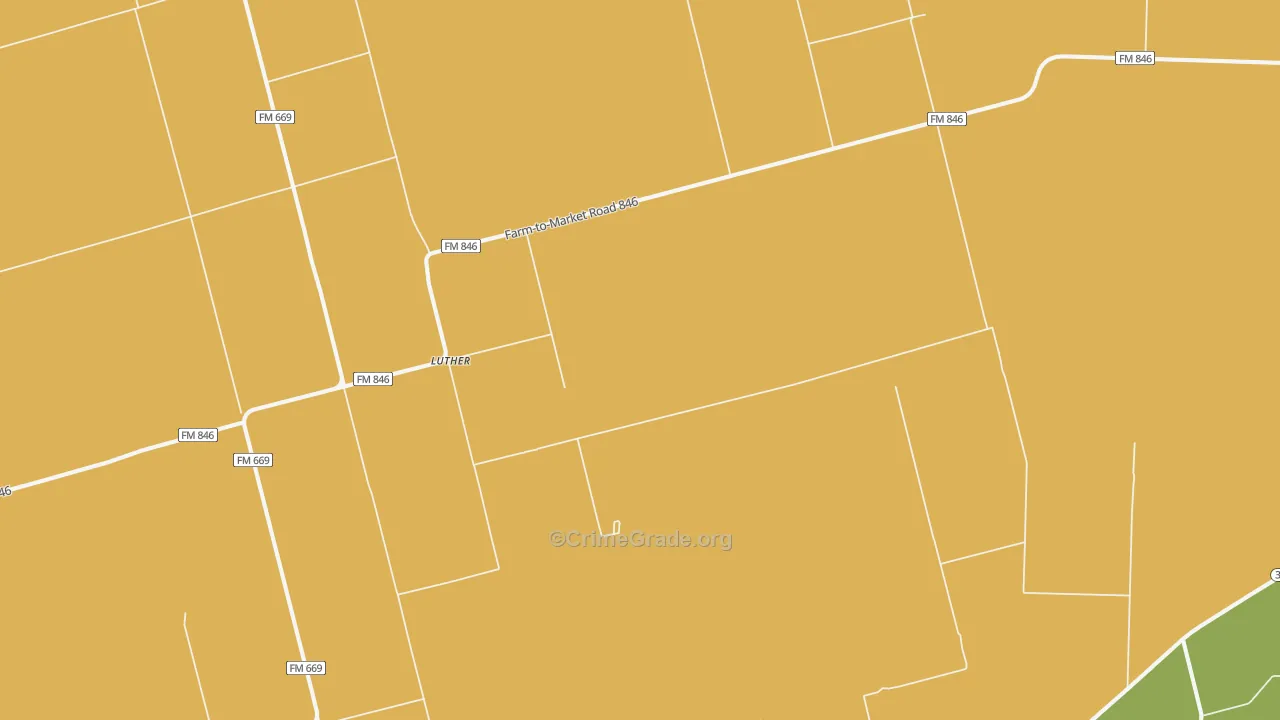 Luther, TX Map of Arson Rates