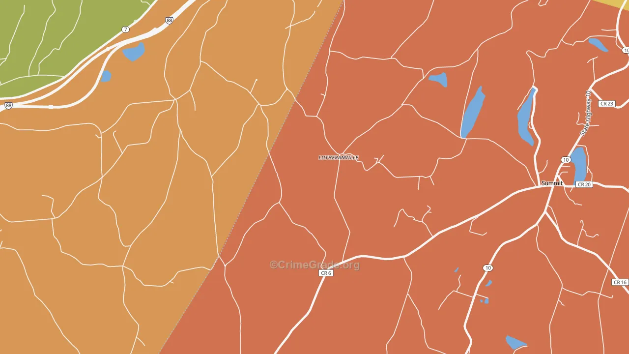 Lutheranville, NY Map of Arson Rates