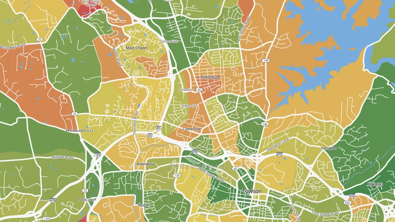 Lutherville, MD Map of Arson Rates