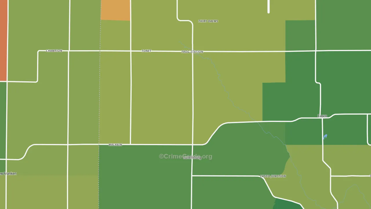 Luxemburg, WI Map of Arson Rates