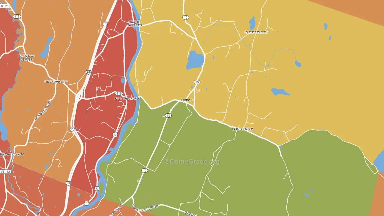 Lyme, NH Map of Arson Rates