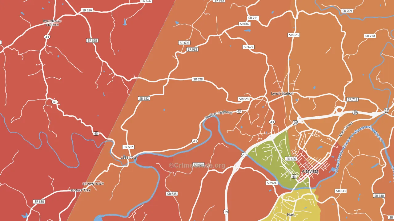 Lynch Station, VA Map of Arson Rates