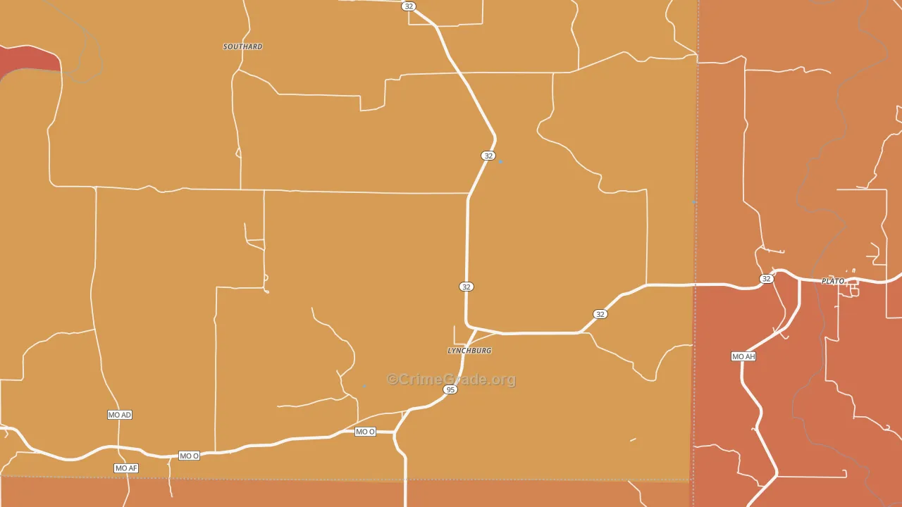 Lynchburg, MO Map of Arson Rates