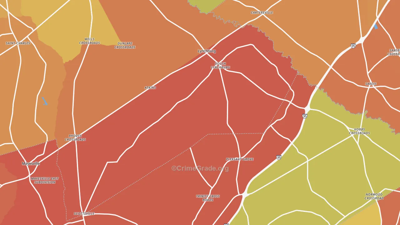 Lynchburg, SC Map of Arson Rates