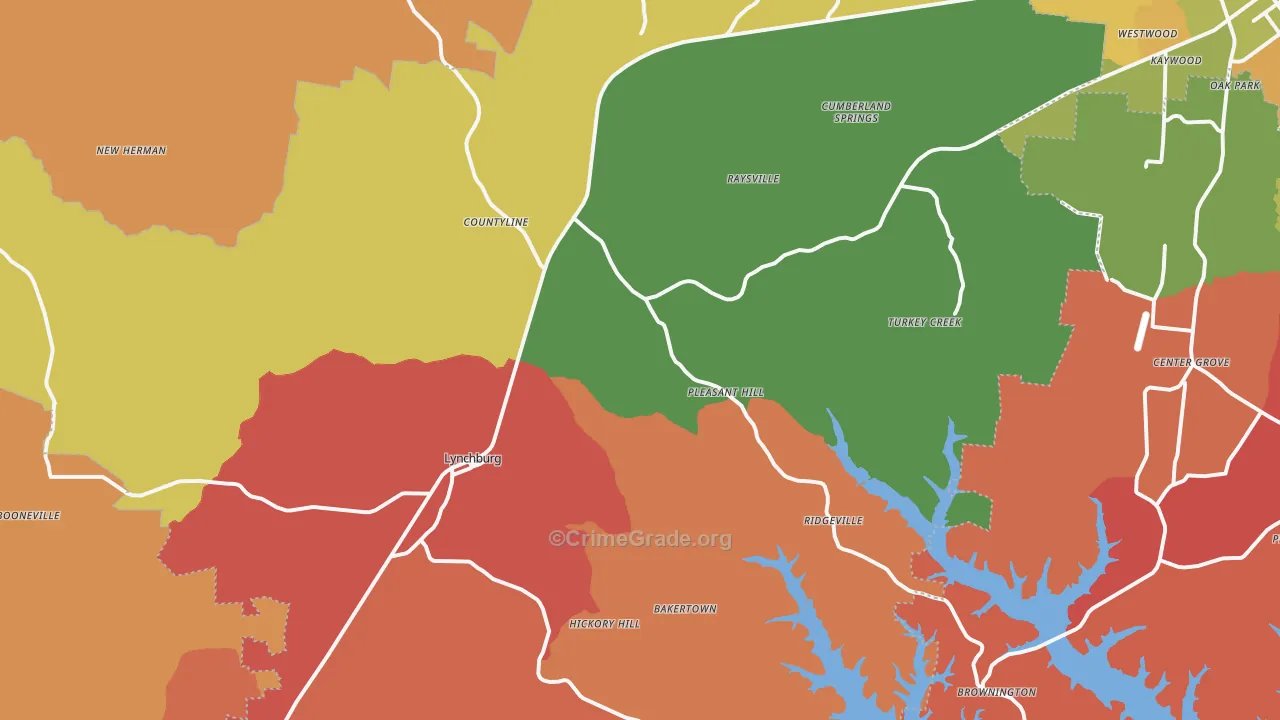 Lynchburg, TN Map of Arson Rates
