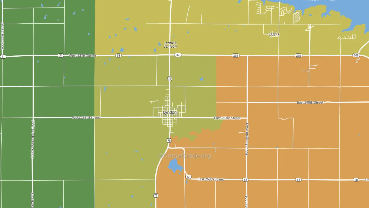 Lyndon, KS Map of Arson Rates