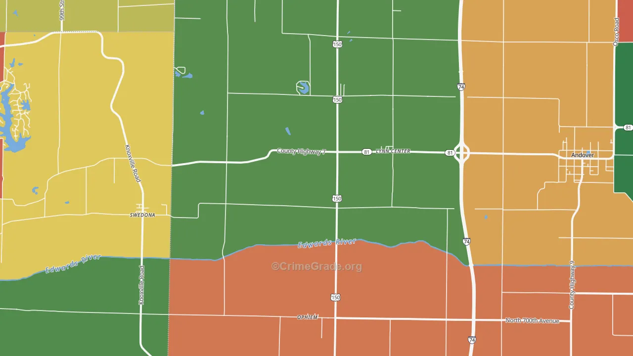 Lynn Center, IL Map of Arson Rates