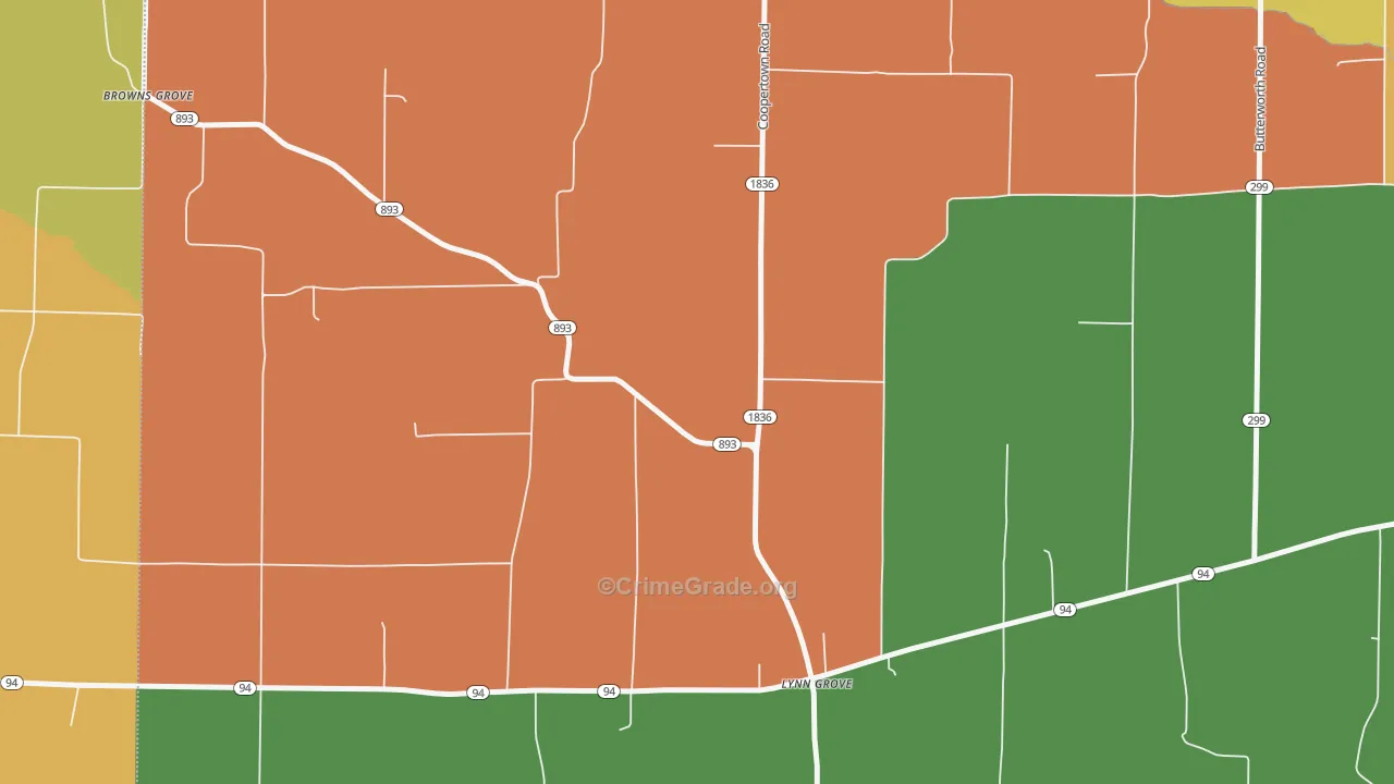 Lynn Grove, KY Map of Arson Rates