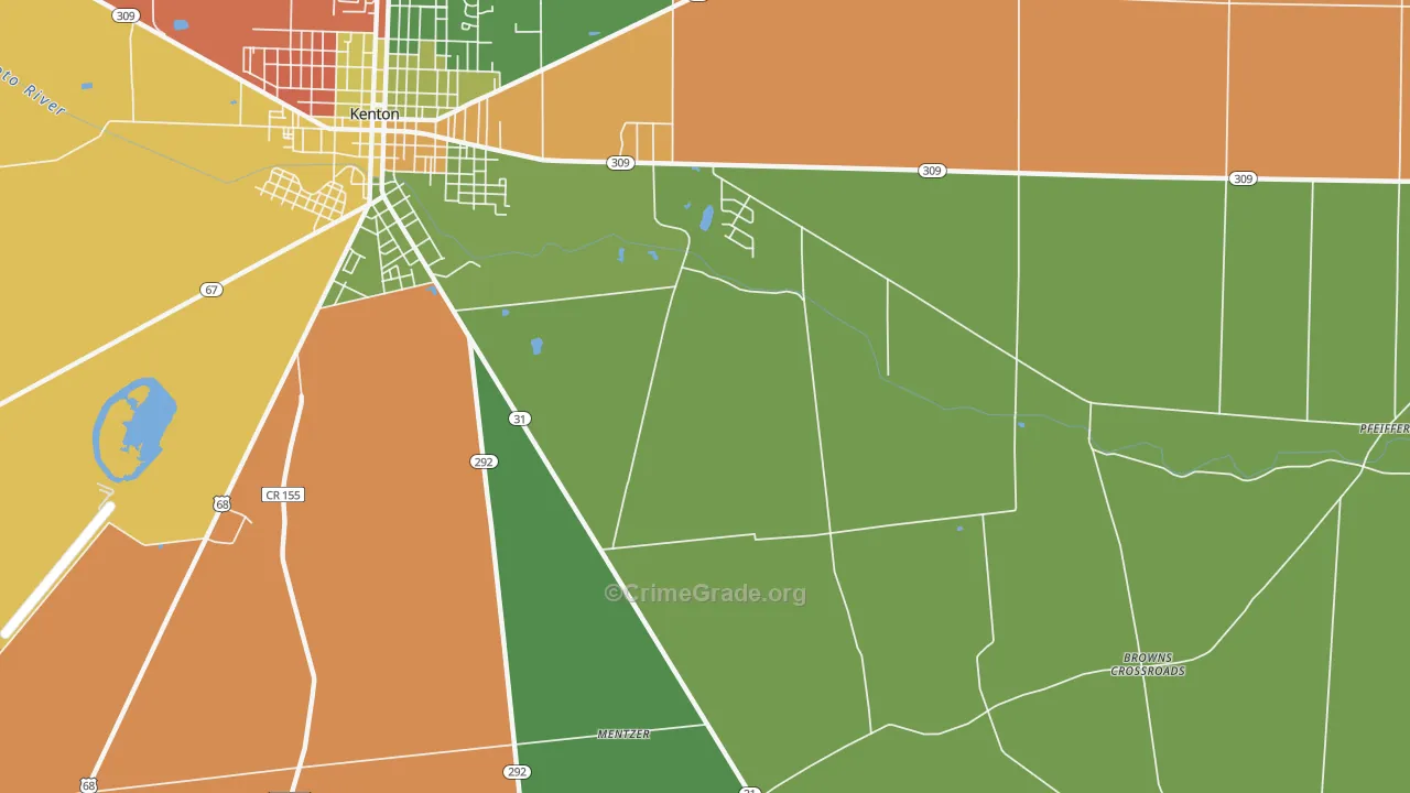Lynn, OH Map of Arson Rates