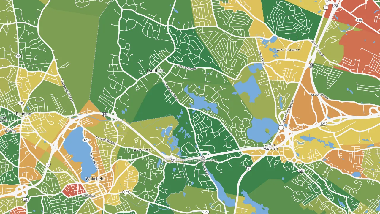 Lynnfield, MA Map of Arson Rates