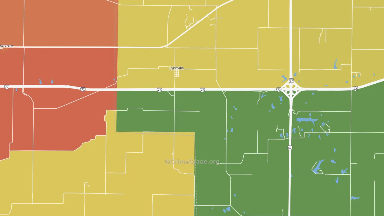 Lynnville, IL Map of Arson Rates