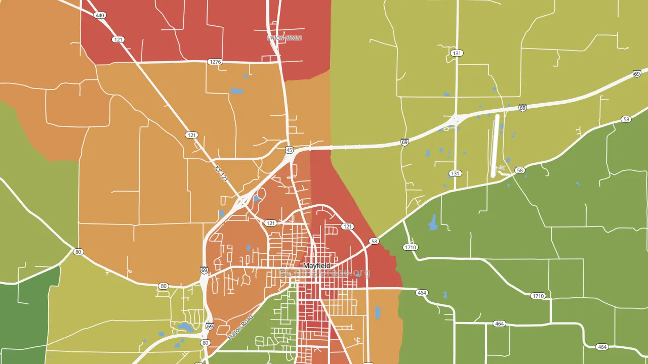Lynnville, KY Map of Arson Rates