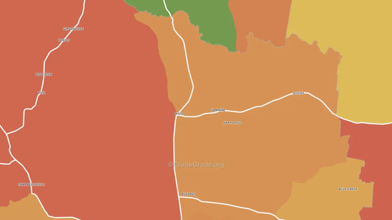 Lynnville, TN Map of Arson Rates