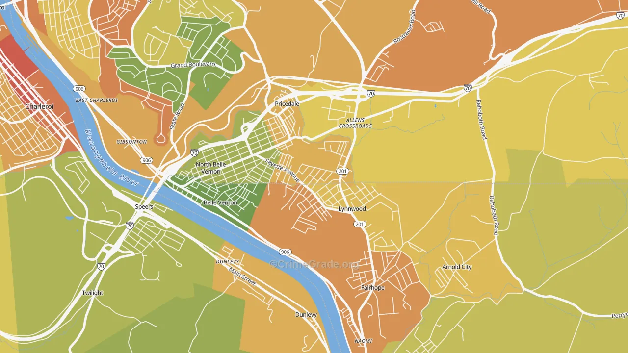 Lynnwood-Pricedale, PA Map of Arson Rates