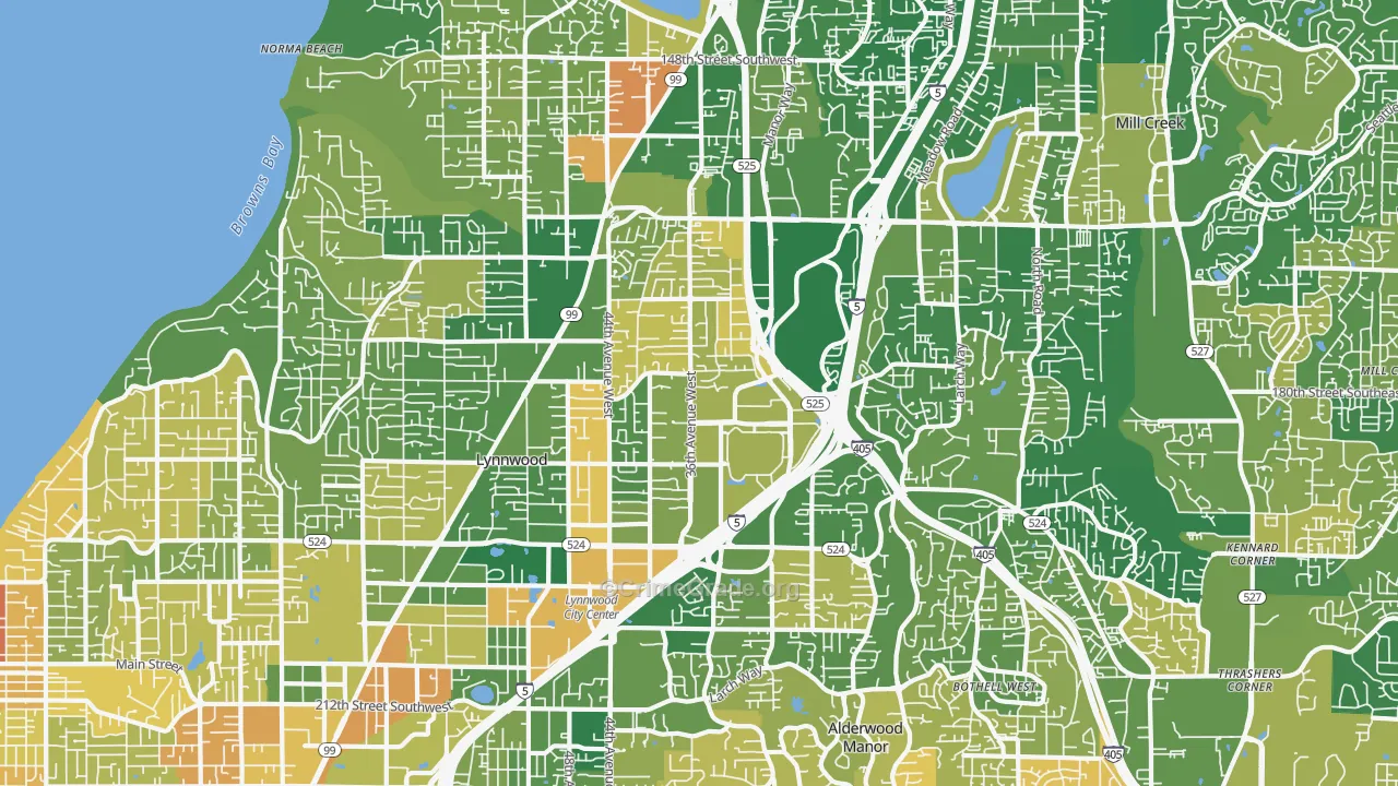 Lynnwood, WA Map of Arson Rates