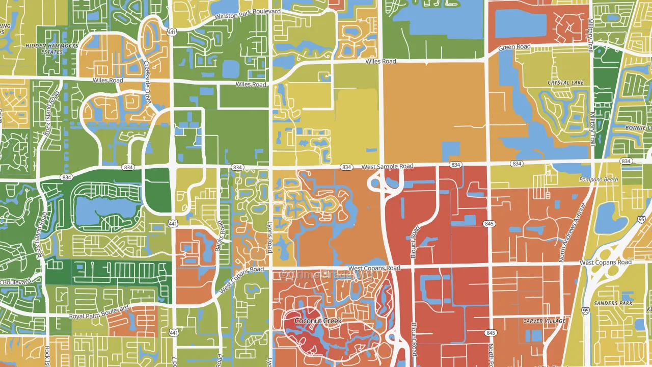 Lyons Tradewinds Park, Coconut Creek, FL Map of Arson Rates