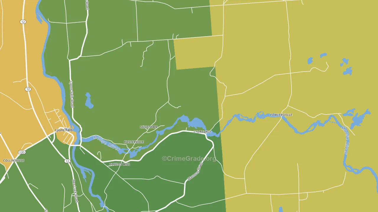 Lyonsdale, NY Map of Arson Rates