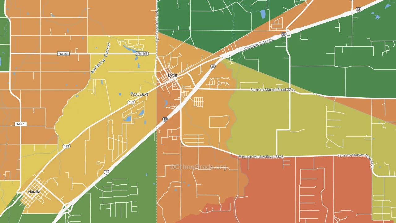 Lytle, TX Map of Arson Rates