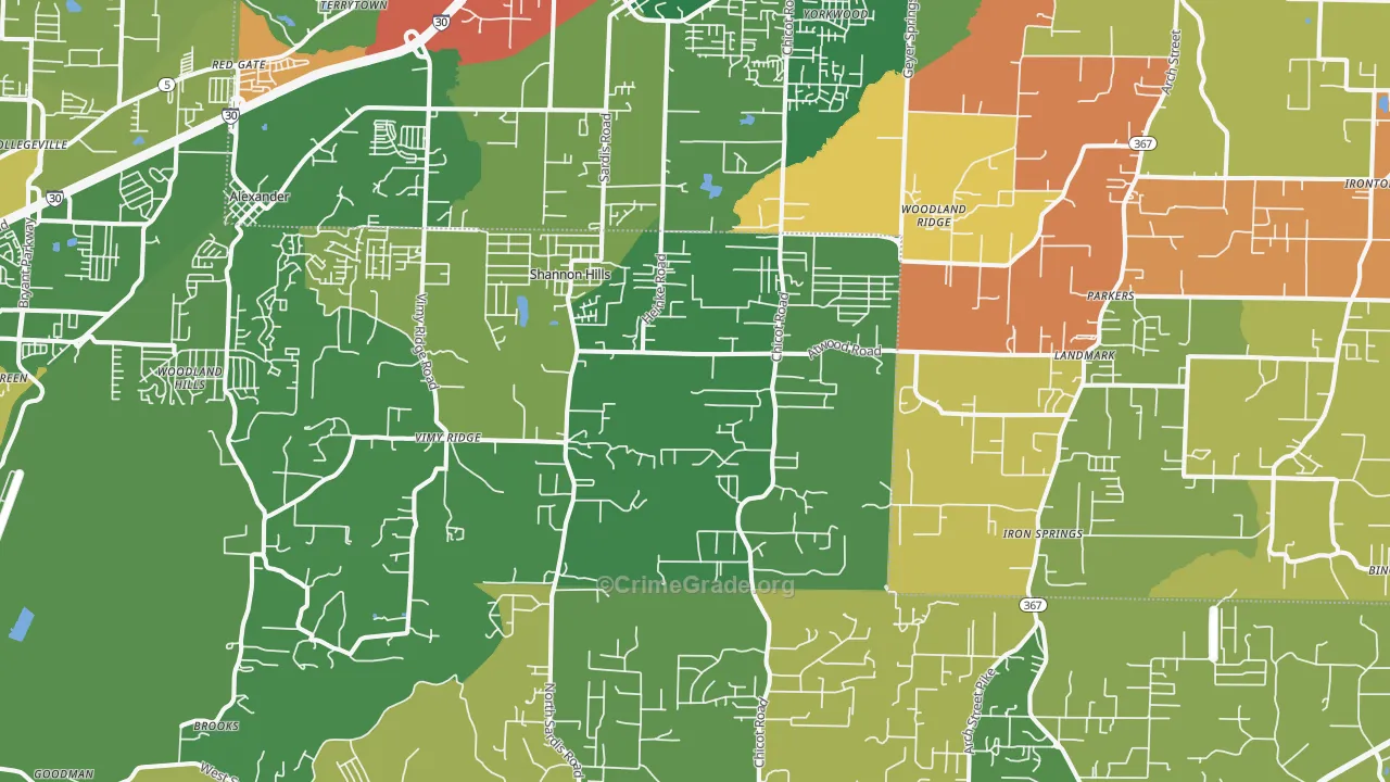 Mabelvale, AR Map of Arson Rates