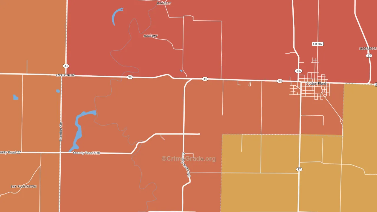 Maberry, AR Map of Arson Rates
