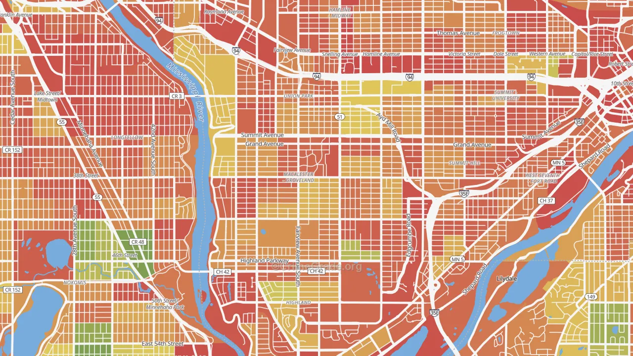 Macalester-Groveland, St. Paul, MN Map of Arson Rates