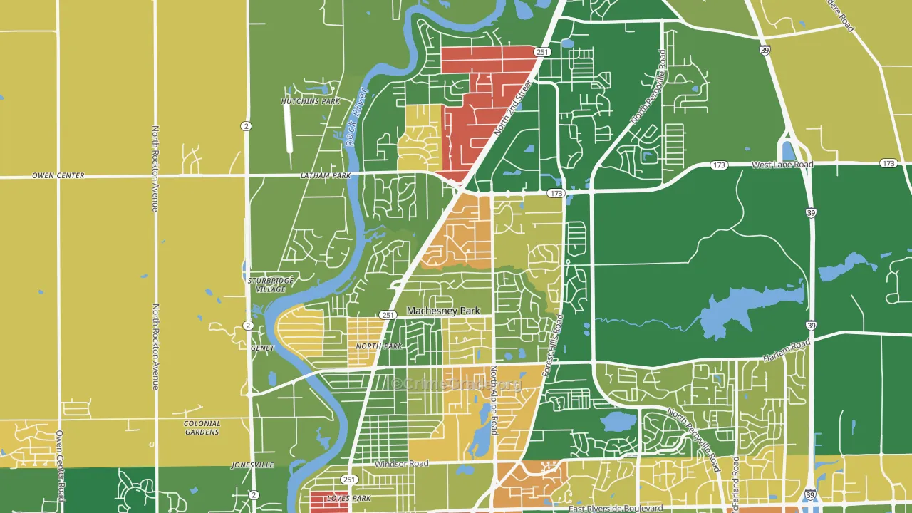 Machesney Park, IL Map of Arson Rates