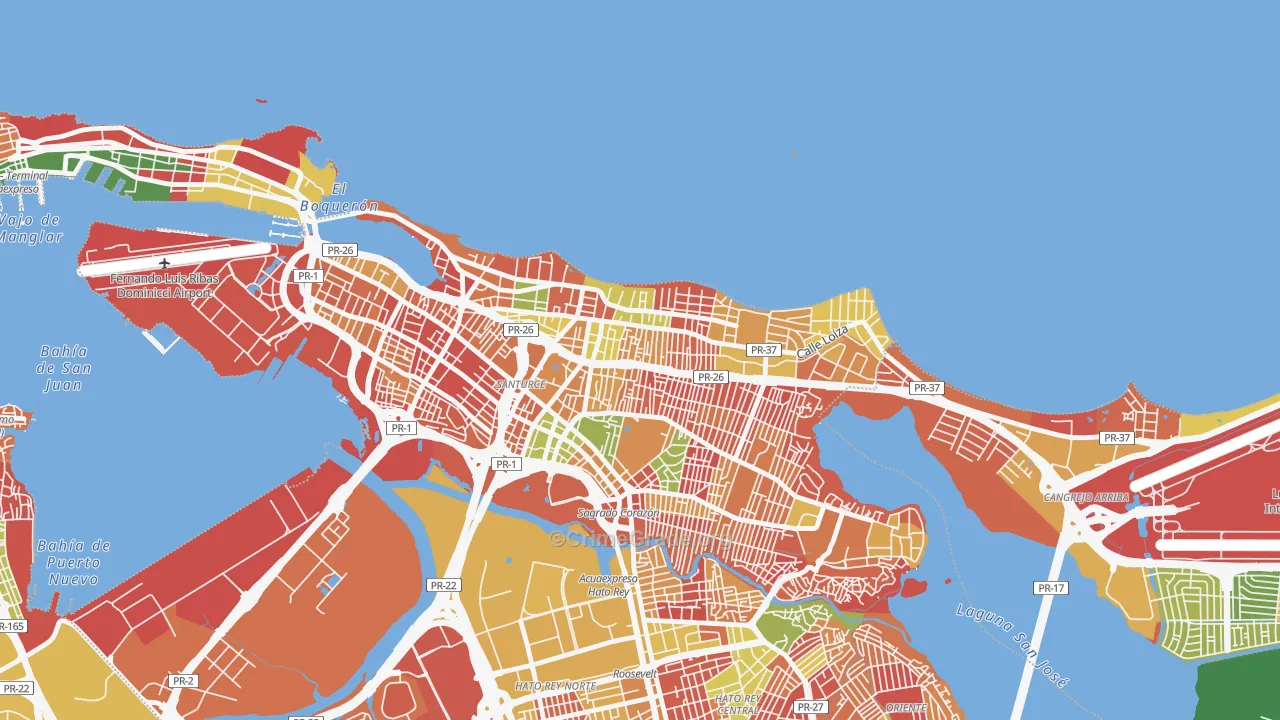 Machuchal, San Juan, PR Map of Arson Rates