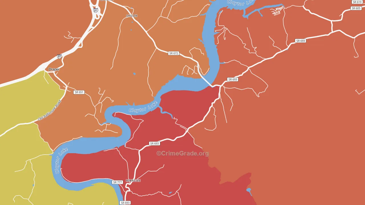 Mack Creek Village, VA Map of Arson Rates
