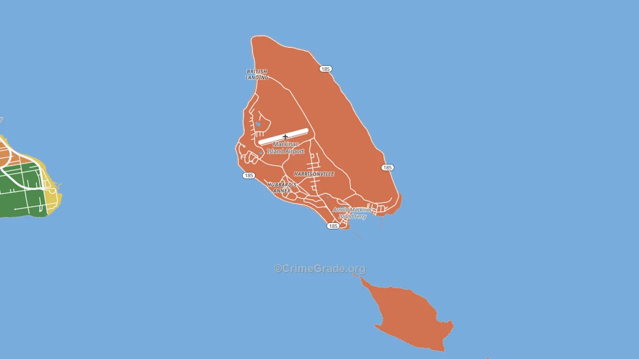 Mackinac Island, MI Map of Arson Rates