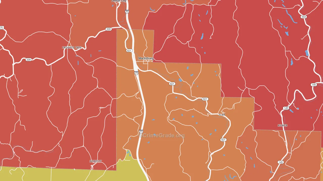 Macksburg, OH Map of Arson Rates