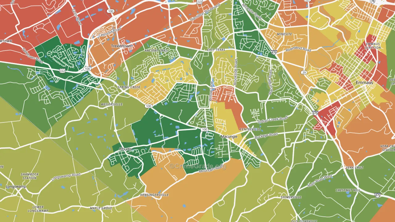 Macungie, PA Map of Arson Rates