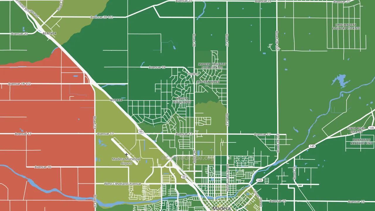 Madera Acres, CA Map of Arson Rates