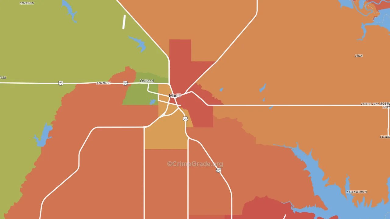 Madill, OK Map of Arson Rates