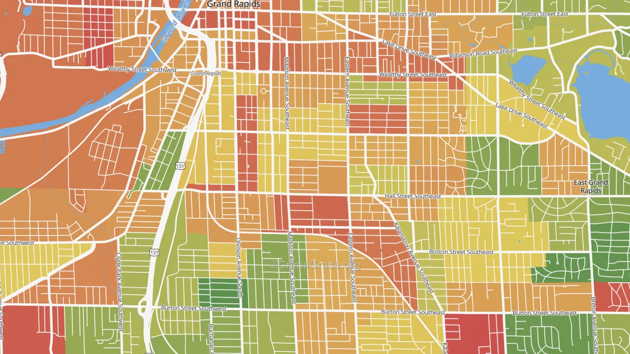 Madison Area, Grand Rapids, MI Map of Arson Rates