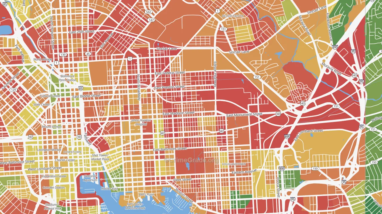Madison-Eastend, Baltimore, MD Map of Arson Rates