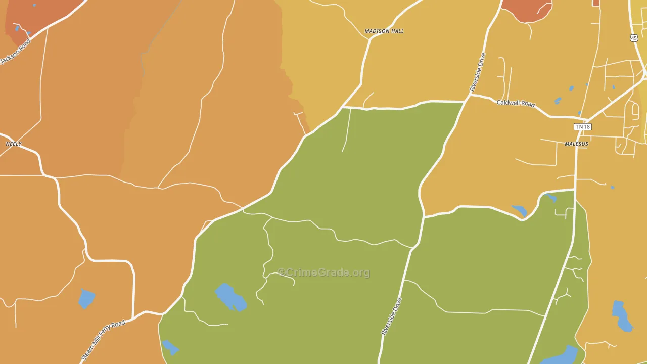 Madison Hall, TN Map of Arson Rates