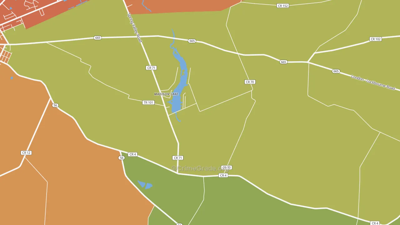 Madison Lake, OH Map of Arson Rates