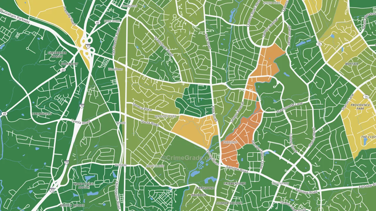 Madison Park, Charlotte, NC Map of Arson Rates