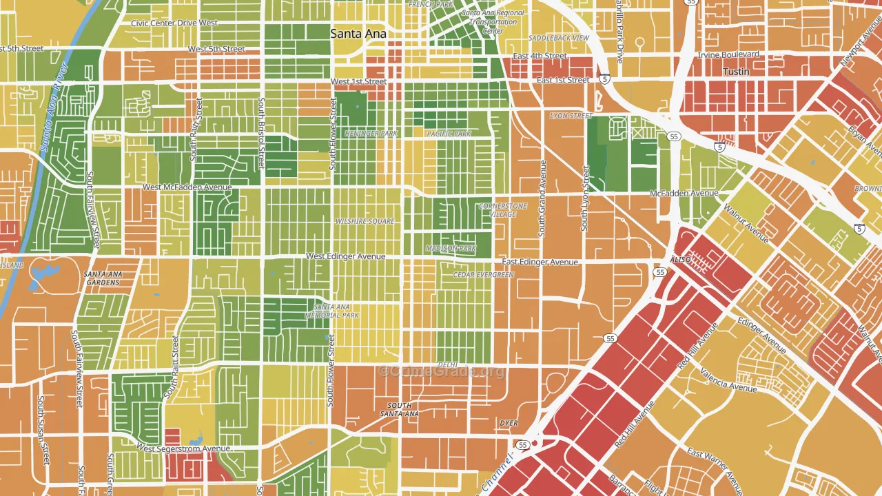 Madison Park, Santa Ana, CA Map of Arson Rates