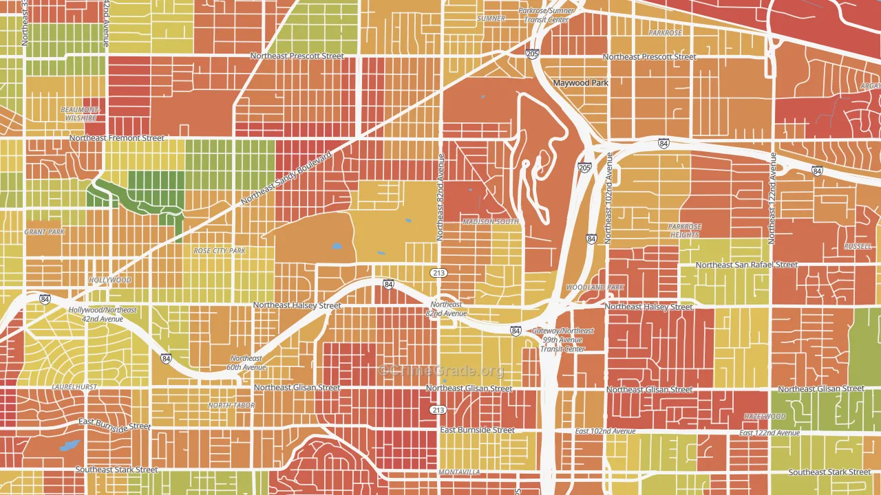 Madison South, Portland, OR Map of Arson Rates