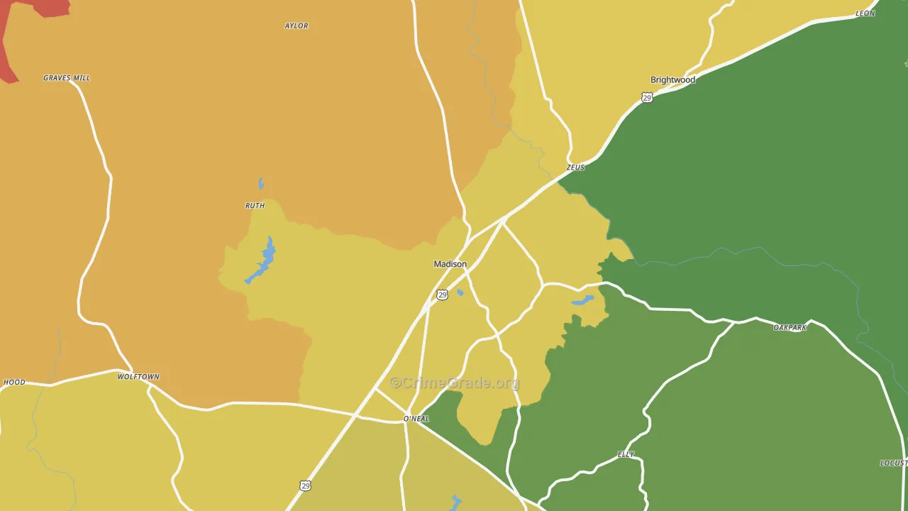 Madison, VA Map of Arson Rates