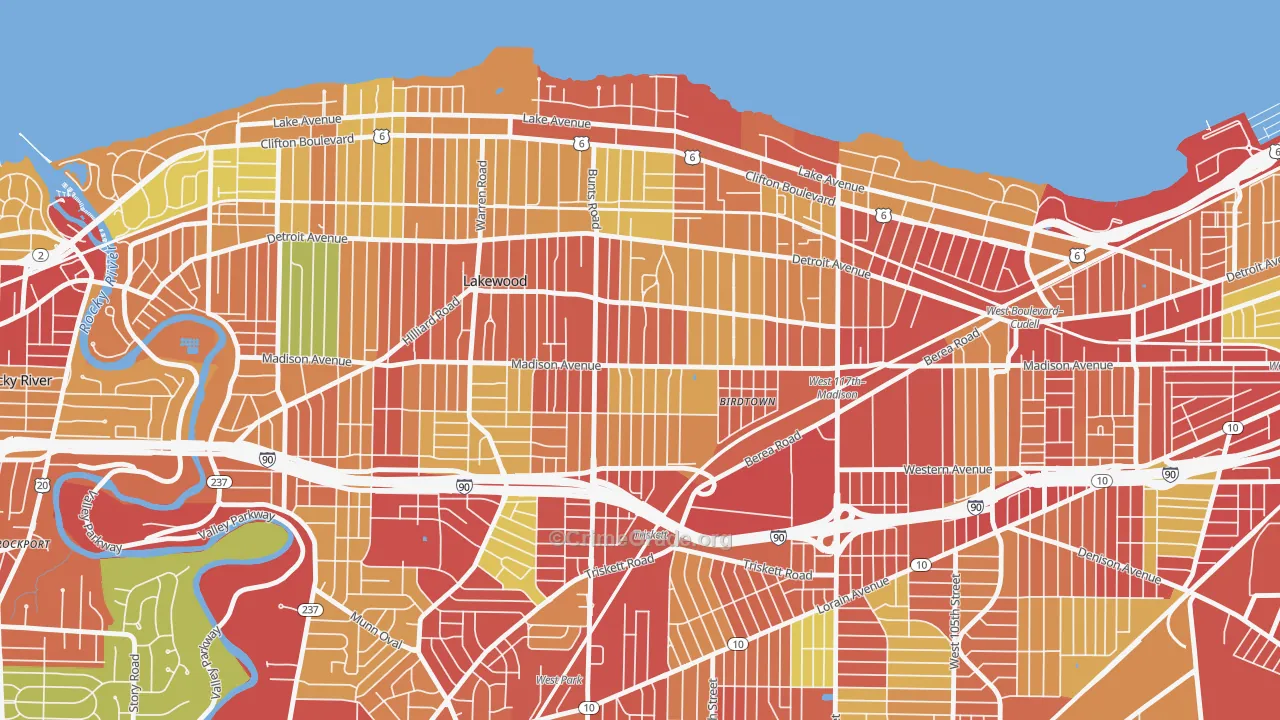 Madison Village, Lakewood, OH Map of Arson Rates