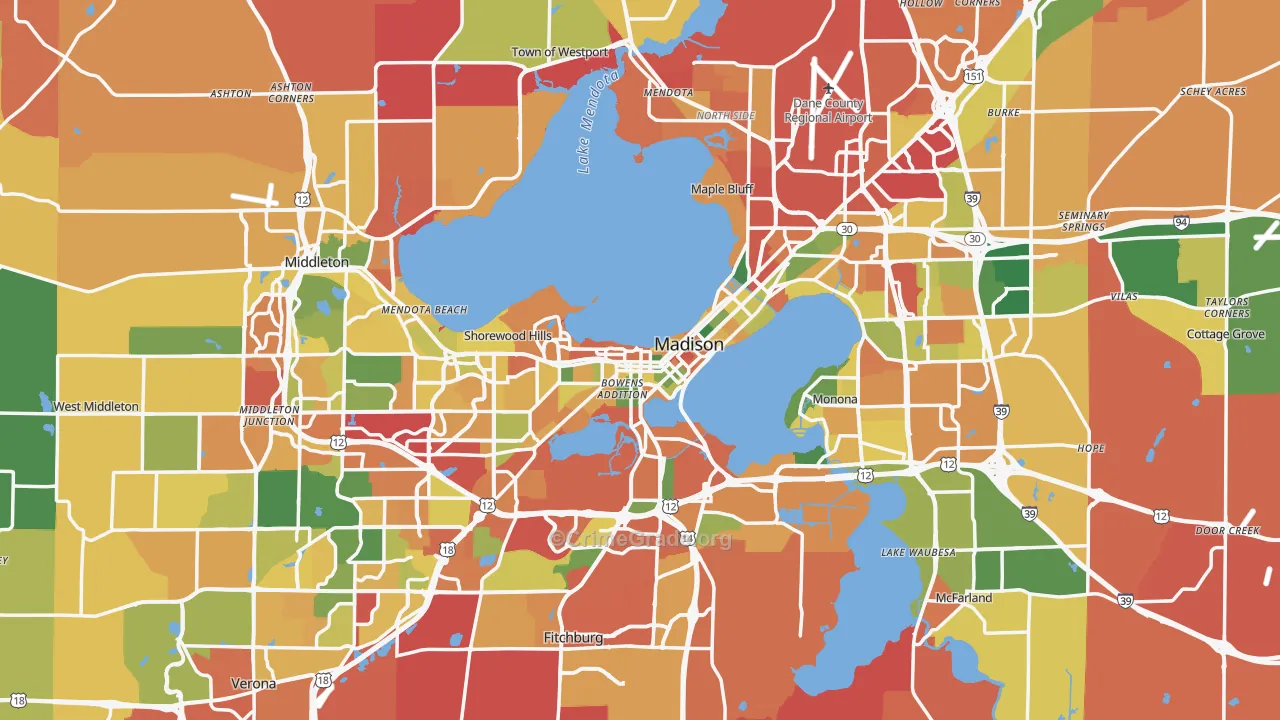 Madison, WI Map of Arson Rates