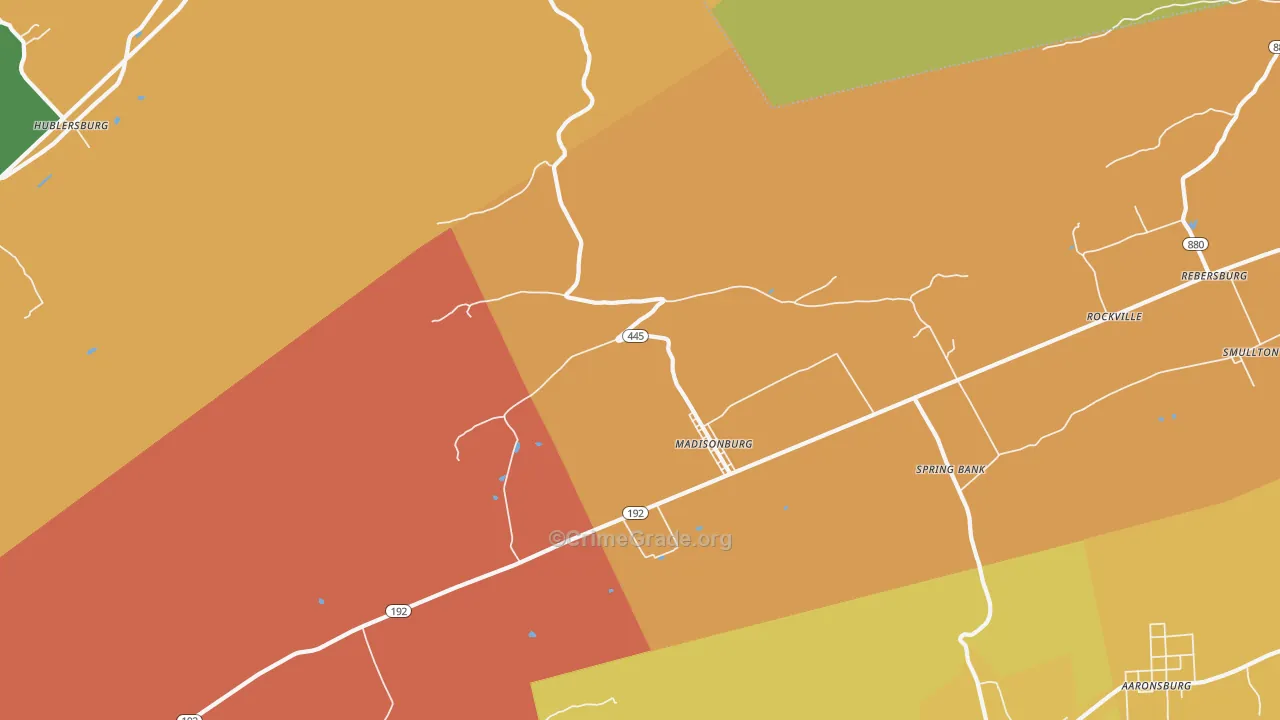 Madisonburg, PA Map of Arson Rates