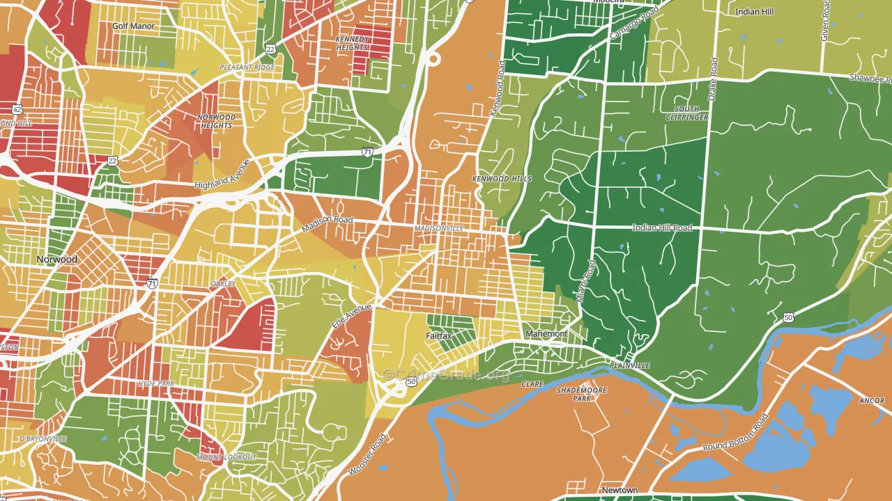 Madisonville, Cincinnati, OH Map of Arson Rates