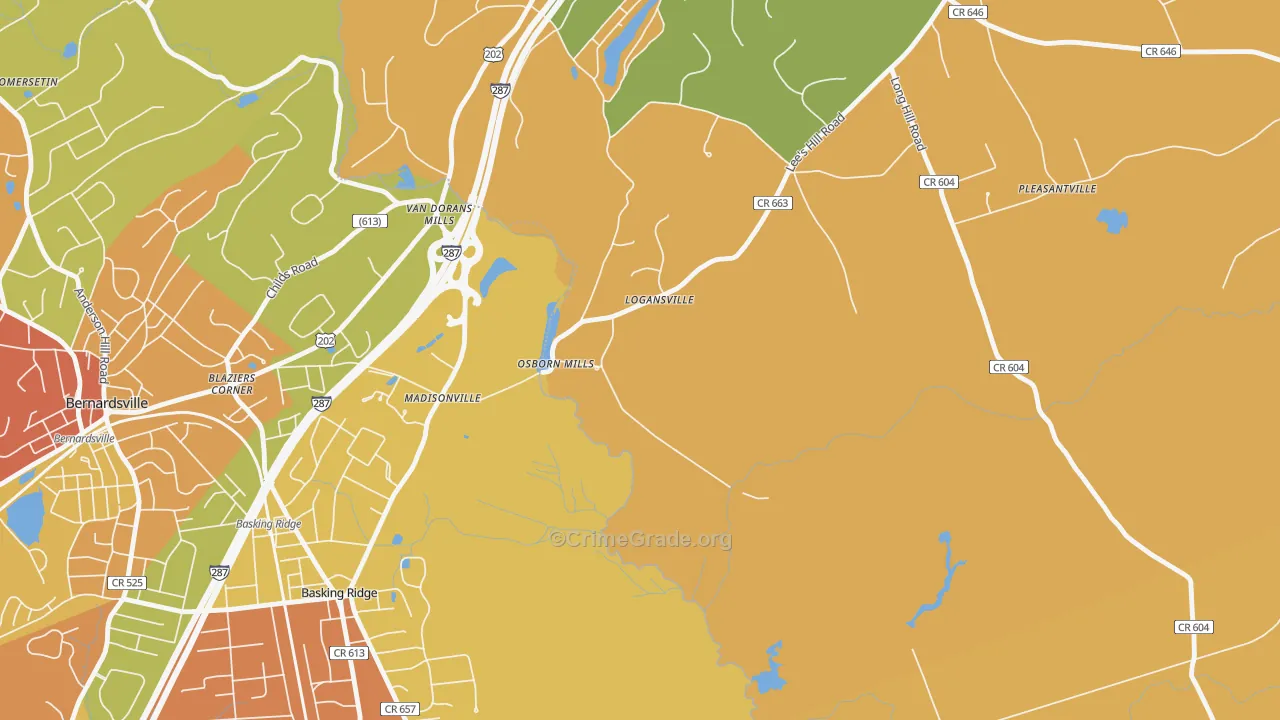 Madisonville, NJ Map of Arson Rates