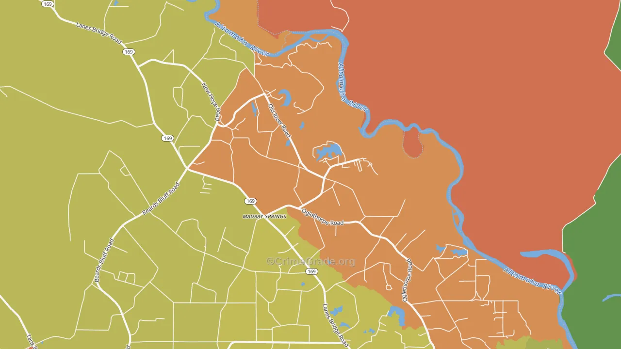 Madray Springs, GA Map of Arson Rates