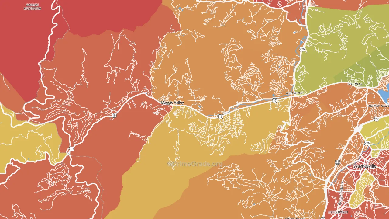 Maggie Valley, NC Map of Arson Rates