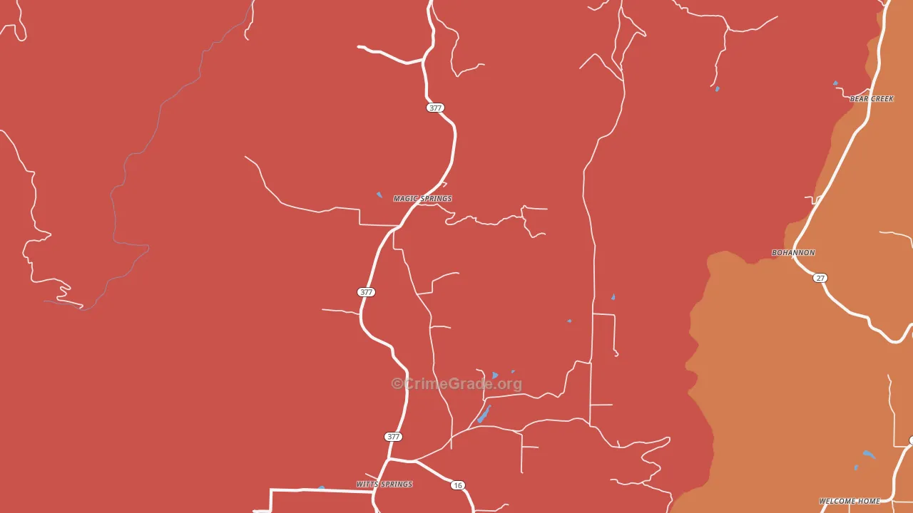 Magic Springs, AR Map of Arson Rates
