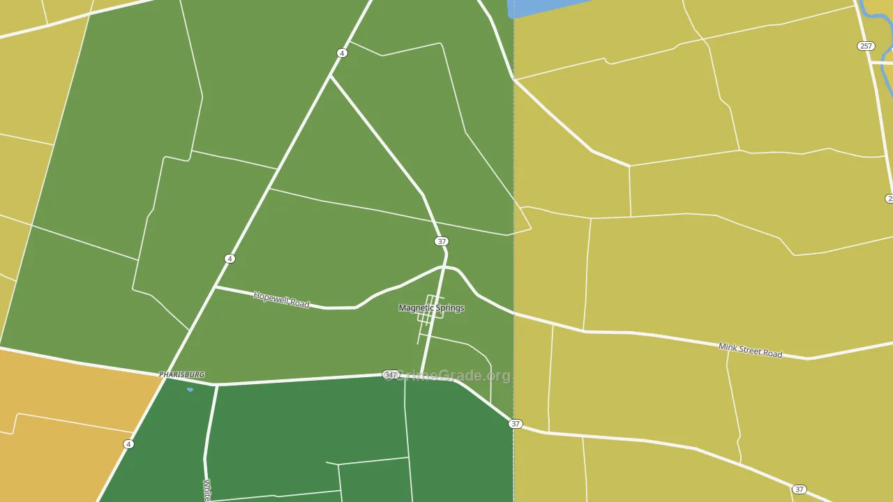 Magnetic Springs, OH Map of Arson Rates
